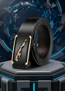 Stylish Black Belt with Jaguar Buckle