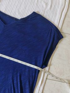 Women's Blue V-Neck Tunic Top