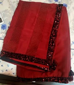 Stunning Red Sequin Saree