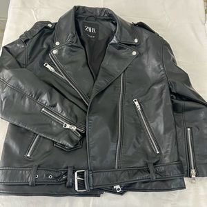 Zara Black Faux Leather Jacket