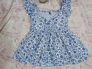 Blue &amp; White Floral Smocked Top | Cute Summer Wear