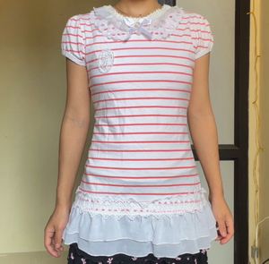 Striped Ruffled Collar Top