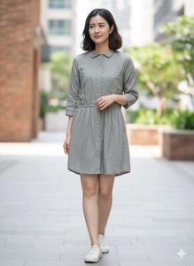 Women's Grey Casual Shirt Dress