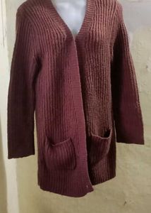 Burgundy Knit Cardigan