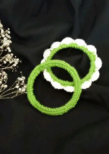 crochet bangles( white and green colour) + freebie