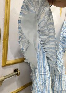 Blue Striped Off-Shoulder Top