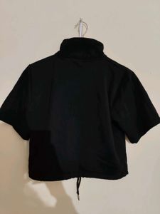 Black Crop Top with Zipper Detail