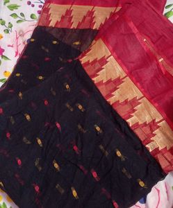 Elegant Black &amp; Red Saree