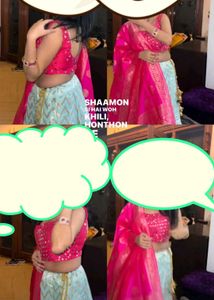 Elegant Pink &amp; Mint Lehenga Choli Set