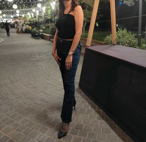 Black One-Shoulder Velvet Top