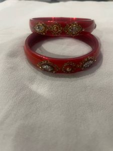 Red Stone Studded Bangles
