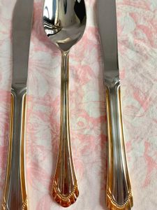 Gold Trimmed Cutlery Set Stainless Steel