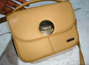 Tan Crossbody Exotic Bag with Silver Clasp