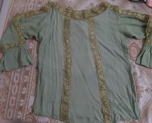 Embroidered Light Green top