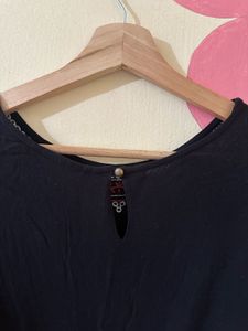 Embroidered Black Boho Blouse