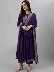 elegant purple anarkali suit