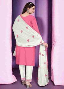 Elegant Pink Kurta Set with White Dupatta