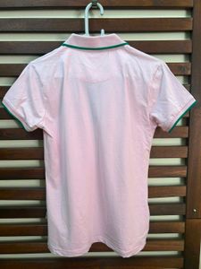 Pink Polo Shirt with Green Trim