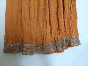 Boho Orange Crinkle Skirt