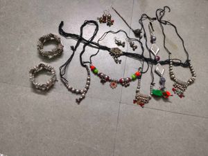 Ethnic Silver Necklace & Earring Set