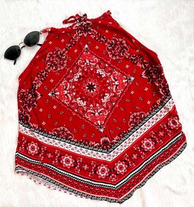Red Bandana Halter Top