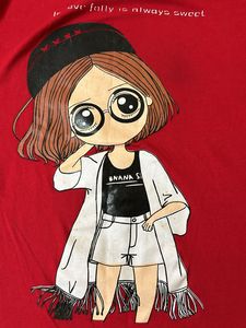 Red T-Shirt with Cute Girl Design
