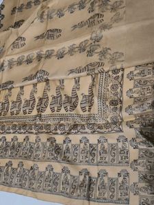 Bishnupuri Katan Silk BlockPrint Traditional Saree