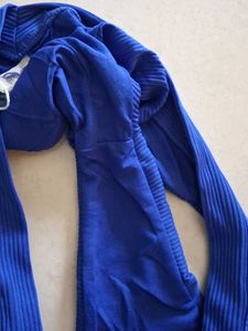 L Blue Textured Bikini Bottom