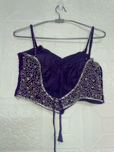 Embellished Purple Velvet Blouse