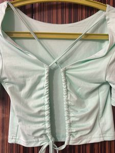 Mint Green Ruched Crop Top