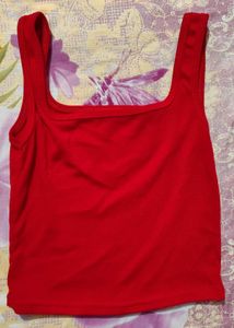 Vibrant Red Square Neck Tank Top