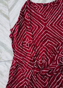 Maroon Bandhani Print Kurta