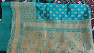 Elegant Teal Brocade Saree
