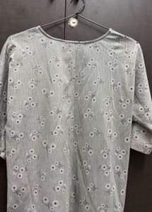 Grey Floral Print Top