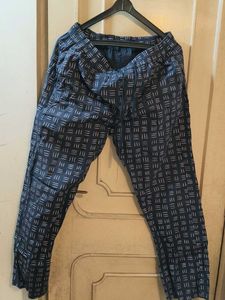 Blue Printed Drawstring Pants
