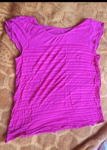 Pink Striped Casual T-Shirt