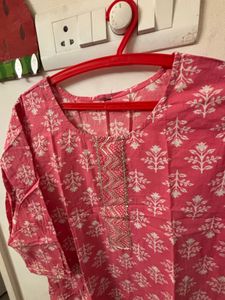 Pink Block Print Kurta