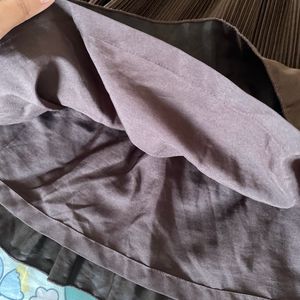 Brown Pleated Mini Skirt