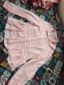 Chic Pink Striped Peplum Top