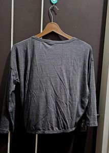 Chic Grey Zipper Detail Top