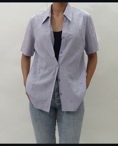 Lilac Embroidered Button-Up Shirt