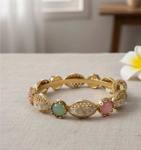 Gold-tone Bangle with Pastel Stones
