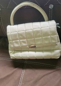 Chic Quilted Cream Handbag