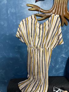 Yello White Black Stripped Dress New With Tag