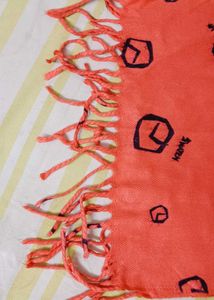 Peach Scarf with Geometric Print