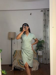 Chic Mint Green Wrap Dress