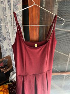 Maroon Spaghetti Strap Maxi Dress