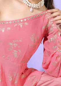 Stylish Pink Floral Kurta Set