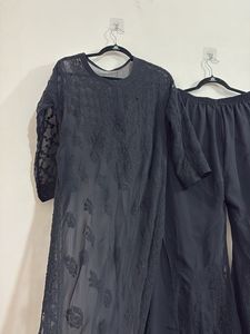 Elegant Chikankari Black Kurta Set
