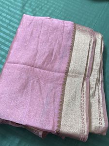 Beautiful Pink Saree with Golden Border